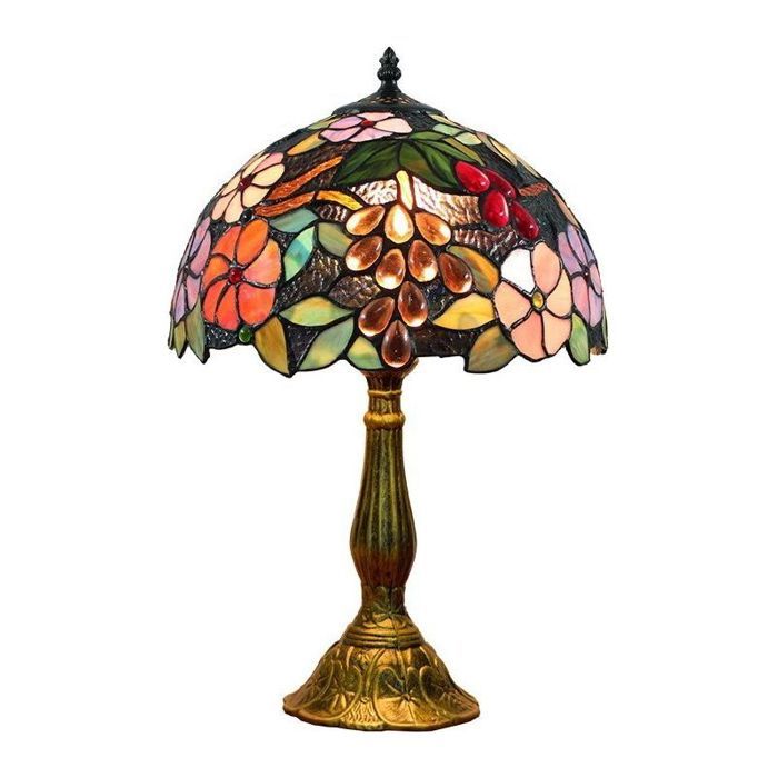 Lampe à poser vintage 12 pouces – Abat-jour vitrail en verre fait main – Hauteur 48 cm – Culot E27 –