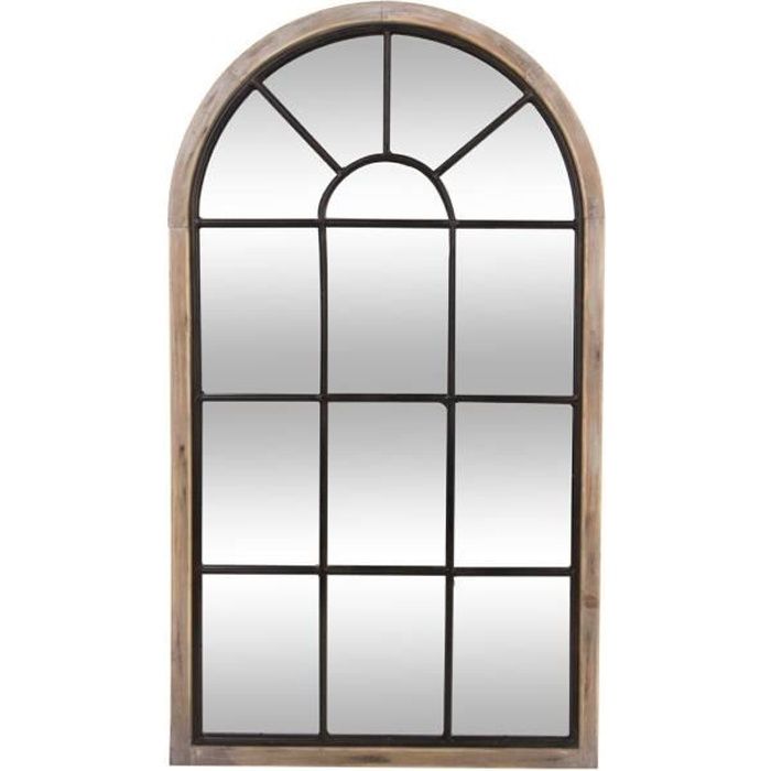 Miroir d'extérieur en métal, encadrement style moucharabieh finition gris  noir ancien, 90cm