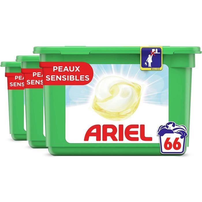 All-in-1 Pods Peaux Sensibles Lessive Capsules, 66 Lavages (22 Pods x 3 ...