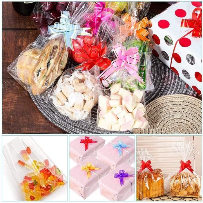 Panier Cadeau Lot De 10 Sacs Cadeaux Transparents En Cellophane - 65 X 93 Cm - Grand Panier D'emballage - Sacs En Cellophane - Pour Faire Des Cadeaux De Noël (10 Emballage Cadeau
