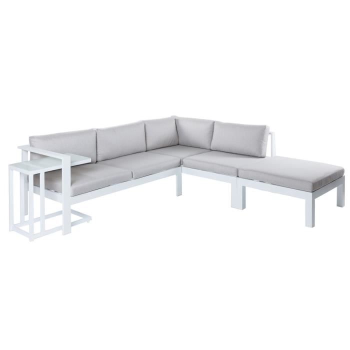 Canapé de jardin agnes blanc coin 224 x 224 x 65,5 cm aluminium