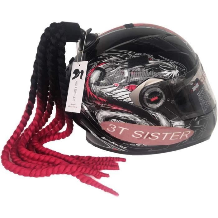 Queue De Cheval Tressée Pour Casque Moto - Autocollant à Ventouse 22 Pouces - Décoration Amovible - Multi-couleurs
