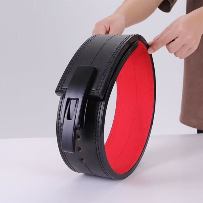 Ceinture de Powerlifting a levier en cuir entrainement de squat soutien de la taille levage de Black and Red L waist 90 105cm Cdiscount Sport