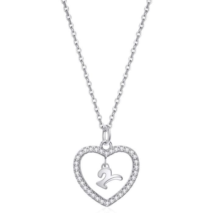 Collier Femme Pendentif Lettre Et Strass Argenté - Chaine Réglable, Style Rétro, Cadeau Anniversaire, Fête Des Mères