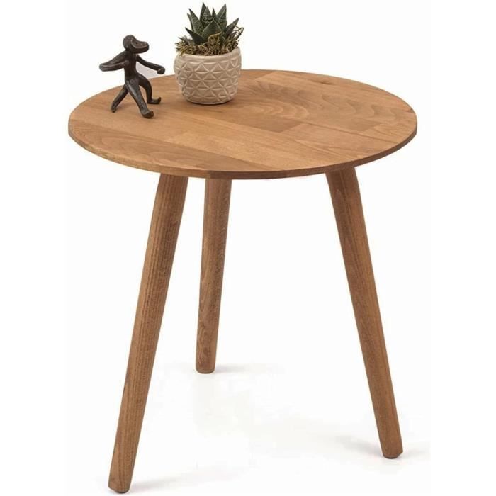 Table Ronde En Bois Massif QLLY - Design Naturel Pour Salle à Manger Cosy (80cm)
