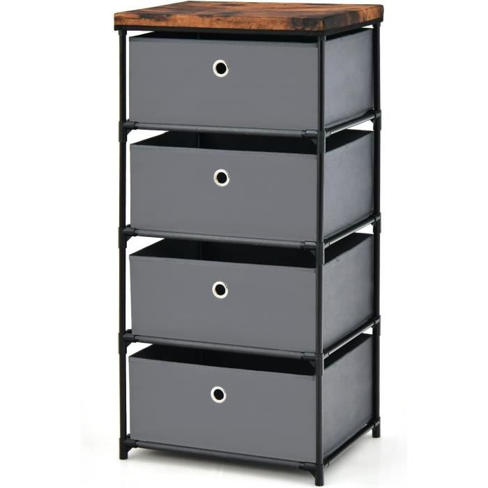 Commode,Meuble Chambre,4 Tiroirs En Tissu Avec Poignées,Cadre En Métal Commode,Meuble Chambre,4 Tiroirs En Tissu Avec Poignées,Cadre En Métal