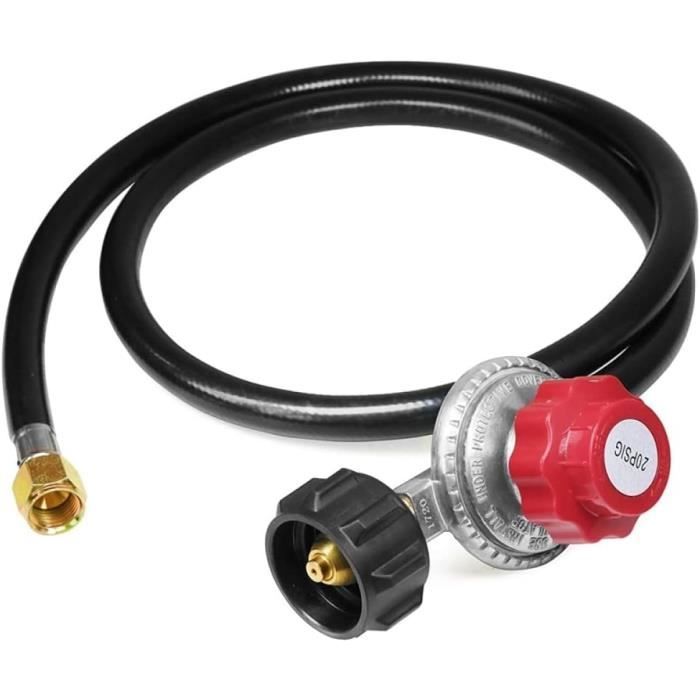 Kohree Régulateur De Propane Haute Pression Réglable De 1,2 M 30 PSI Avec Tuyau Jauge 60 Psi Et Raccord Evase Pour Reservoir Qcc1 Barbecue A Gaz Friteuses Fumoirs Chauffages Bruleur Cuisiniere