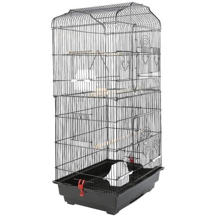 Grande Cage à Oiseaux Avec Tiroir Amovible - 80 X 60 X 167 Cm, 4 Mangeoires Métal, Roulettes - Pour Intérieur/extérieur - 13