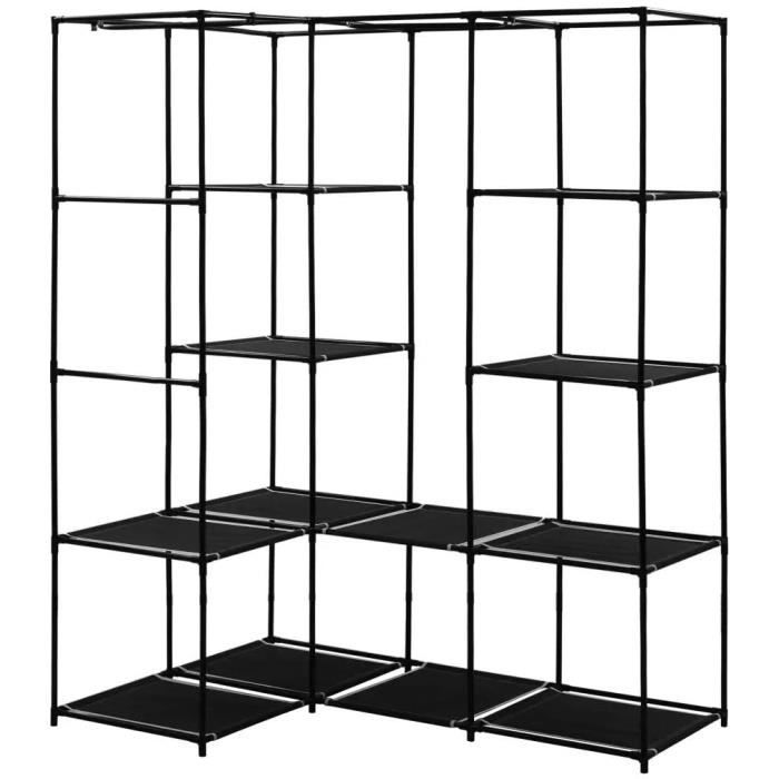 Armoire D Angle En Tissu Pour Le Rangement En Forme De L Organiseur De Vetements Avec Rails Armoire De Chambre Pour Vetements 169x Achat Vente Armoire De Chambre Armoire D Angle En Tissu