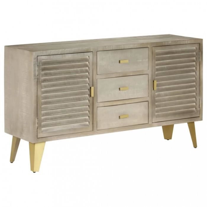 P176 Armoire A Tiroirs Bois De Manguier Gris Avec Laiton