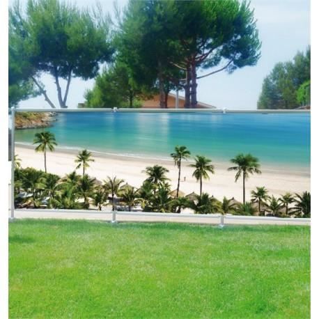 brise vue deco plage palmiers dimensions 250x97cm occultation 80 cdiscount jardin