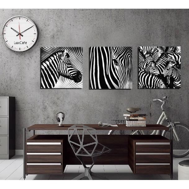3 panneau aucun cadre noir et blanc zèbre peinture de toile d'art de mur  pour la salle de séjour décor - Achat / Vente objet décoration murale -  Cdiscount