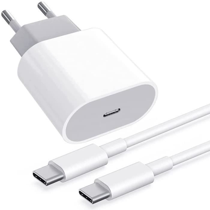 Chargeur pour iPad Pro, 20W Chargeur Rapide USB C et Câble USB C vers USB C  2M PD3.0 Prise Secteur Type C Mural Alimentation A[112] - Cdiscount  Téléphonie