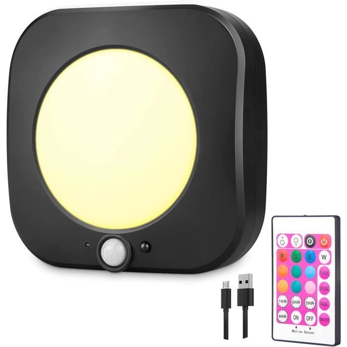 Plafonnier LED à Détecteur De Mouvement Sans Fil - Rechargeable USB 7000mAh - 3 Couleurs & 5 Intensités - Pour WC, Cave, Garage