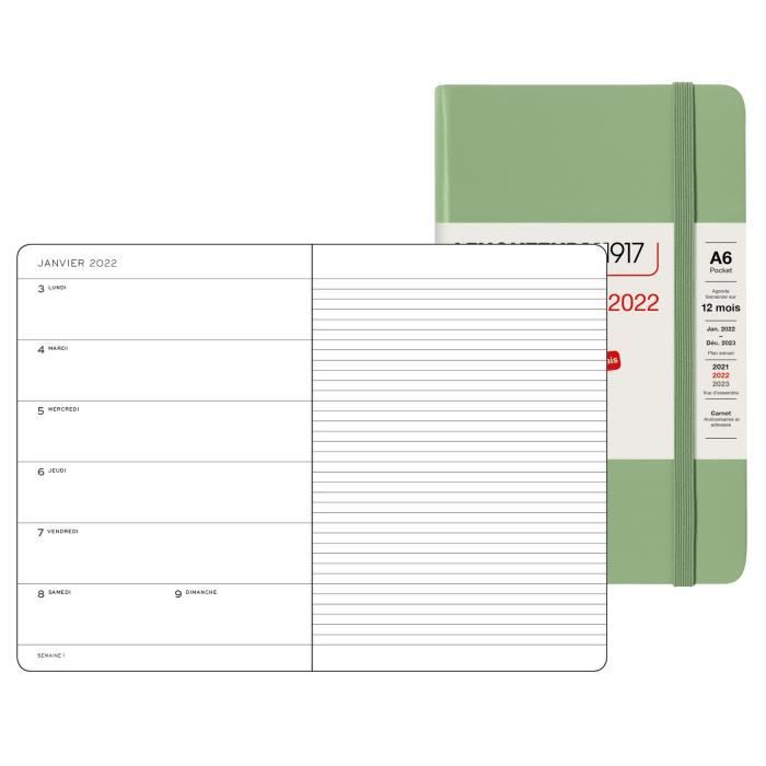 Agenda Avec élastique Signets Agenda Semainier 2025 LEUCHTTURM1917 - Format A6 Couverture Rigide Leuchtturm1917 Agenda