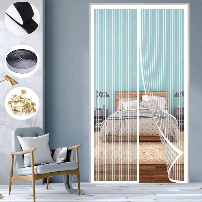 Moustiquaire - Non spécifié - 90x220 cm - Fixation magnétique - Couleur blanche - Ajustable