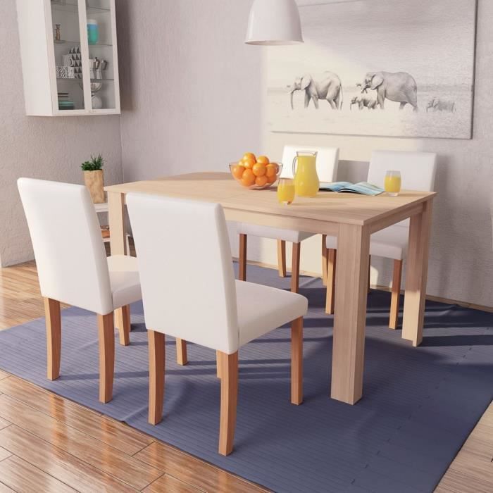 Table et chaises de salle à manger 5 pcs  table 140 x 80 x 75 cm 4