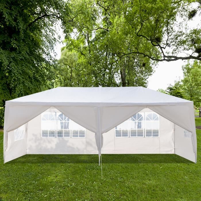Tonnelle de jardin - Tente de Réception Chapiteau - 3*6m - 6 pièces - Blanc
