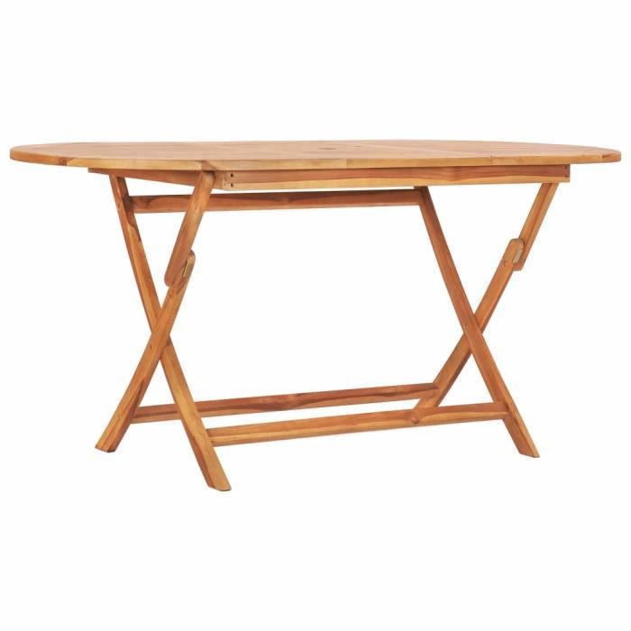 table pliable de jardin en teck massif - mgq2 - marron - bois massif - pliable