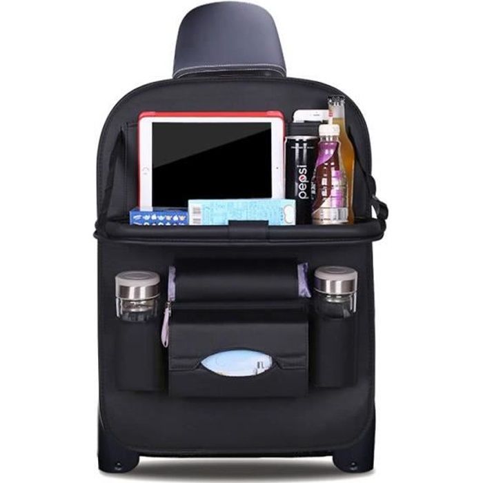 Noir-PG09 Pochette de rangement Organiseur Kick Mat Accessoires pour la voiture Port USB Protection du dos pour le siège Porte-mouchoirs en cuir PU 