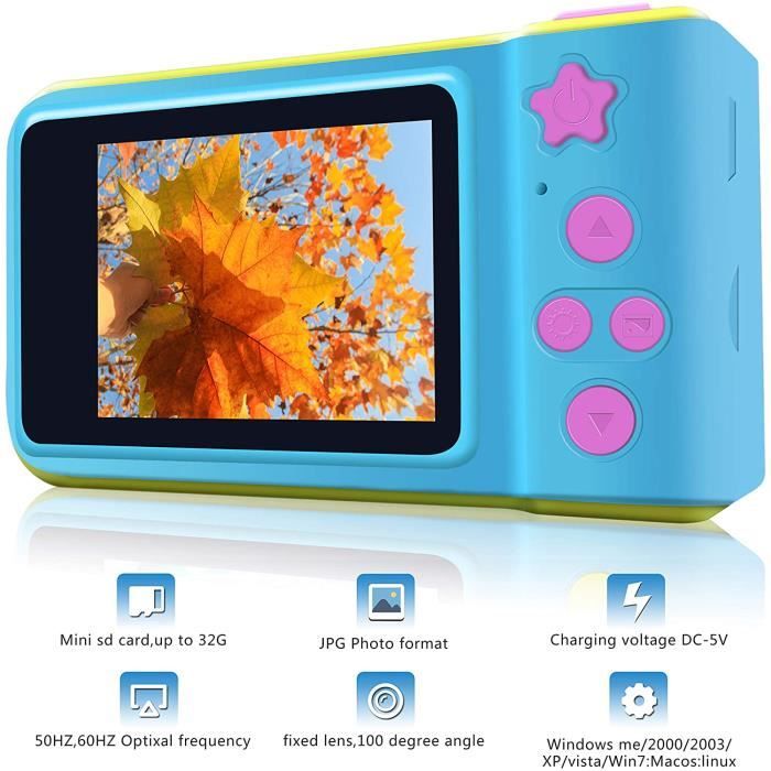 Appareil Photo Instantané Pour Enfants 1080p – Avec Carte 32 Go, Papier Photo Inclus, Filtres, Autocollants – Cadeau Idéal 3-12 Ans (bleu