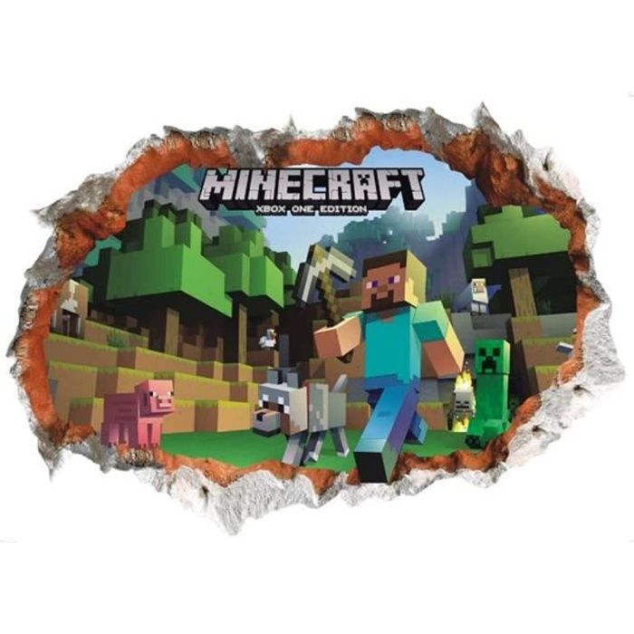 Stickers Muraux Enfants，Minecraft Décoration Geant Mural Poster 50X70cm