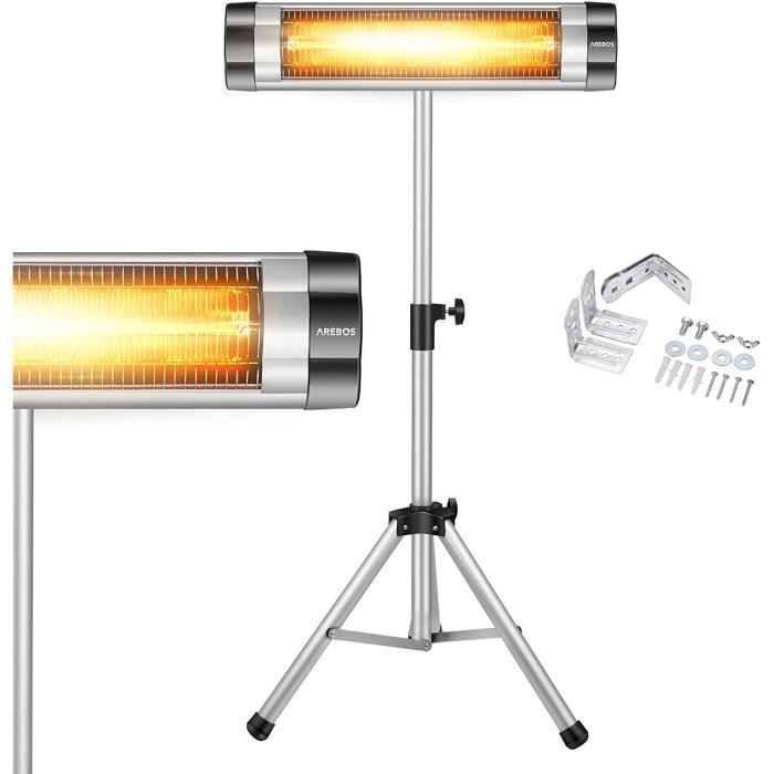 AREBOS Radiateur infrarouge Chauffage radiant terrasse inclination 90° IP34 