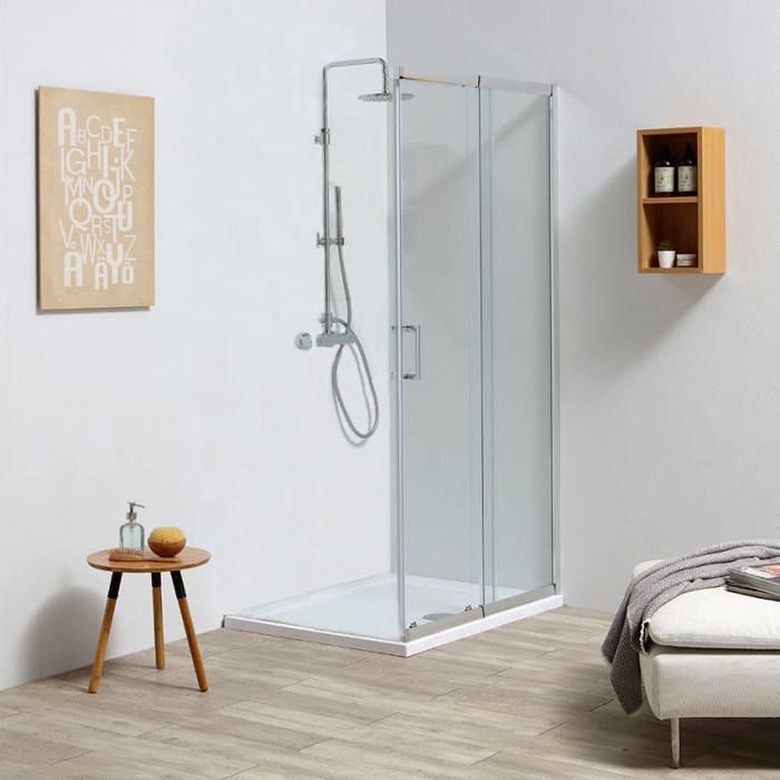 porte de douche en verre tempere 4 mm extensible 90 100 cm leo cdiscount bricolage