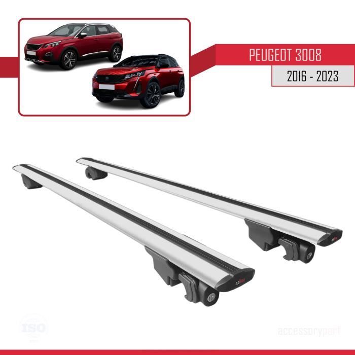 Pour Peugeot 3008 2016-2023 HOOK Barres de Toit Railing Porte-Bagages de voiture Avec verrouillable Alu Gris