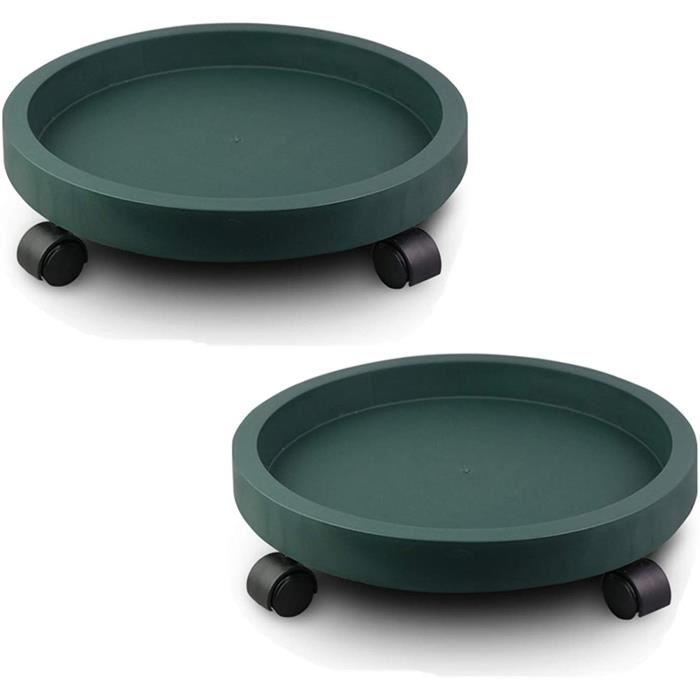 Plateau Roulant Carré Pour Pot De Fleurs - Avec Roulettes - Intérieur/extérieur - Taille Intérieure 27 Cm - Gris