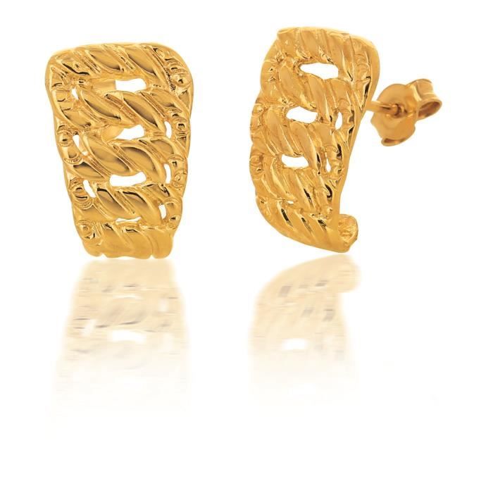 Boucles D'oreilles En Or 18 Carats Avec Rubis – Jaune Et Blanc, Style Clou