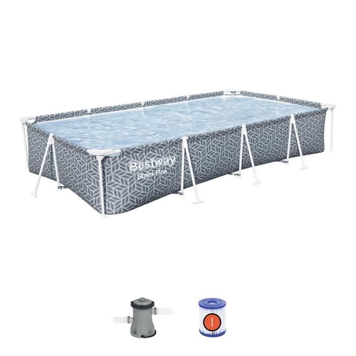 Kit Piscine hors sol tubulaire BESTWAY - Steel Pro™ - 366 x 201 x 66 cm - Rectangulaire (Inclus épur