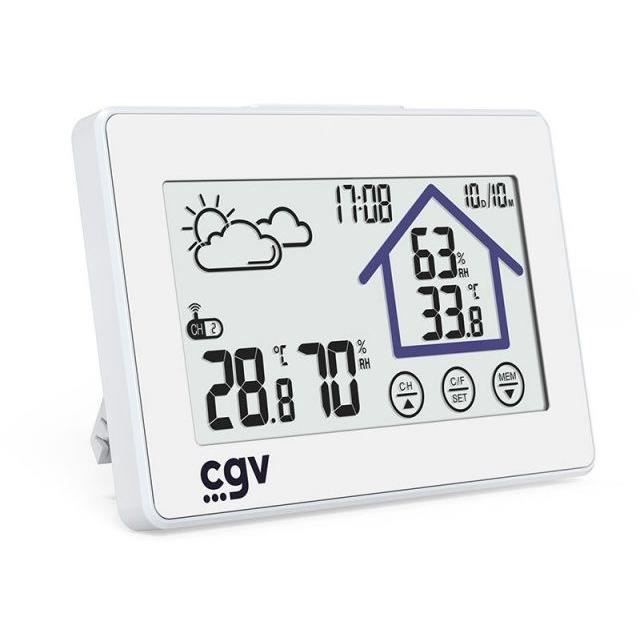 Station météo sans fil CGV MY METEO 1BM Contrôle tactile Horloge et calendrier Facile à utiliser
