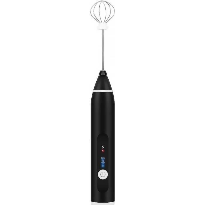 Fouet électrique à Lait Portable - Double Spirale Inox, Piles Incluses - Pour Cappuccino, Matcha, Chocolat Chaud - 10 Cm