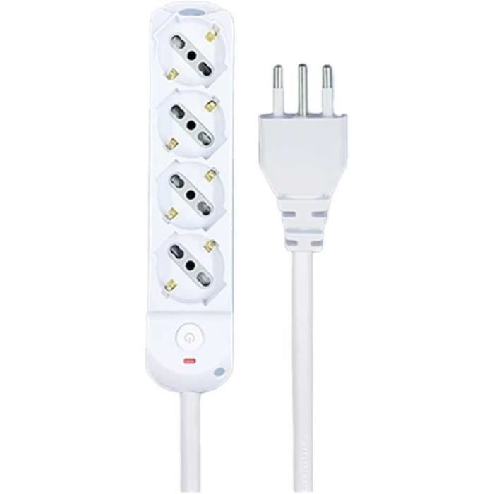 Rallonge électrique 7 Prises 1.5m 6A/16A 250V - RS Pro - Neuve