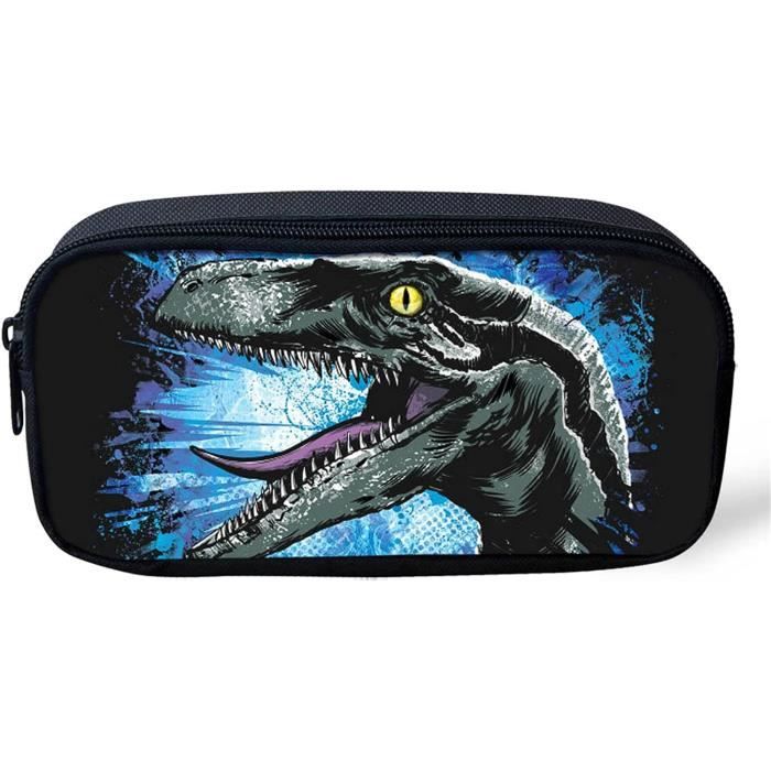 Trousse à Crayons Cylindrique Ronde Pour Enfants - Motif Dinosaure Coloré, Polyester, 20x7,5x7,5 Cm, Zip