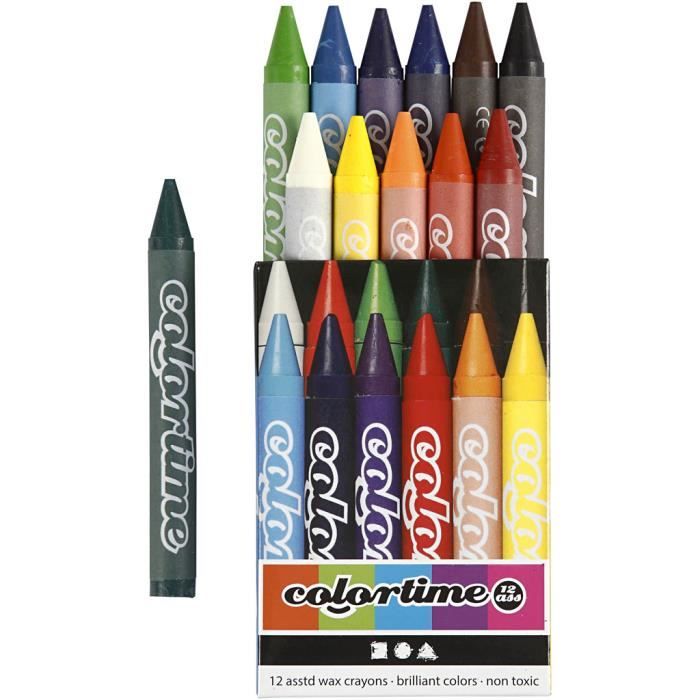 OUCRIY Lot de 12/24 crayons de couleur pour enfants Kit pour graffiti Crayons à cire Sécurité colorée Boîtes de cacahuètes lavables 