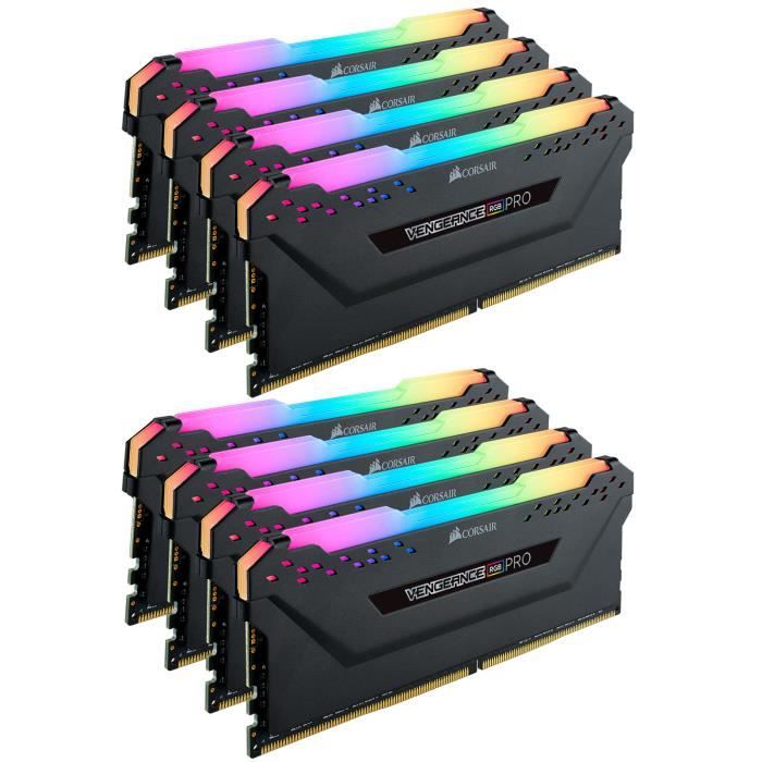 Vente Memoire PC Corsair Vengeance RGB PRO Series 64 Go (8x 8 Go) DDR4 4000 MHz CL19 - Kit Quad Channel 8 barrettes de RAM DDR4 PC4-32000 - pas cher Vente Memoire PC Corsair Vengeance RGB PRO Series 64 Go (8x 8 Go) DDR4 4000 MHz CL19 - Kit Quad Channel 8 barrettes de RAM DDR4 PC4-32000 - pas cher