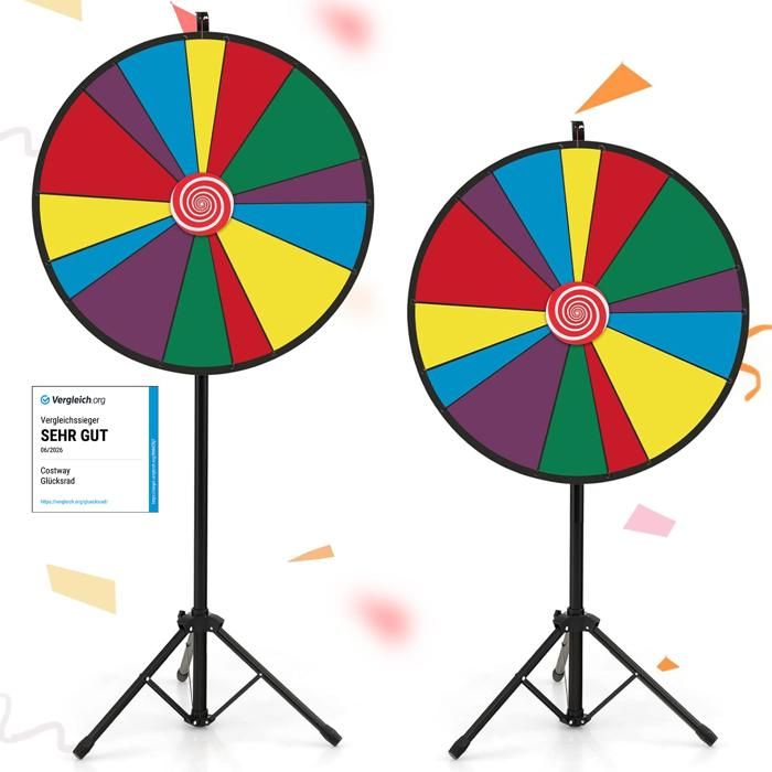 COSTWAY Roue de la Fortune 76CM-Support Trépied-14 Fentes Colorées-Hauteur Réglable 140-170 CM-Marqueur Effaçable à SecGomme-Fête