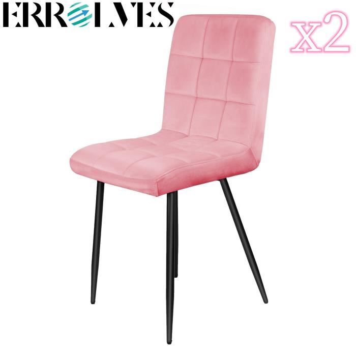 errolves®2 chaises-moderne-(rose)-surface en velours+pieds en métal