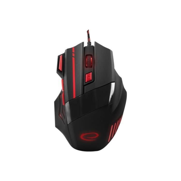 Souris ESPERANZA MX201 WOLF – Optique 2400 dpi – 7 boutons – Filaire USB – Rouge
