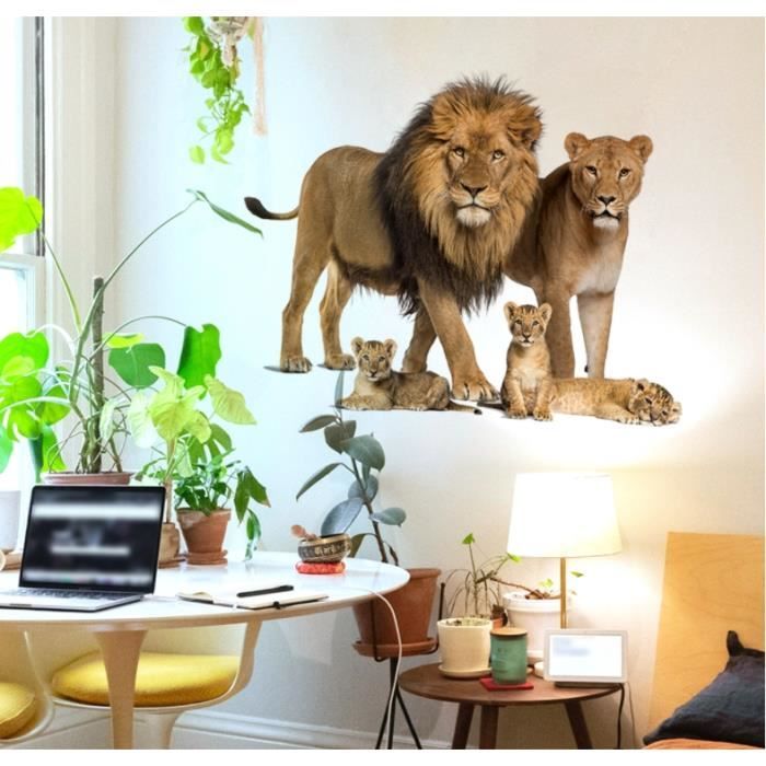 Stickers Muraux Animaux Jungle Wondever - Déco Enfant Safari - Éléphant, Lion, Singe - Facile à Poser