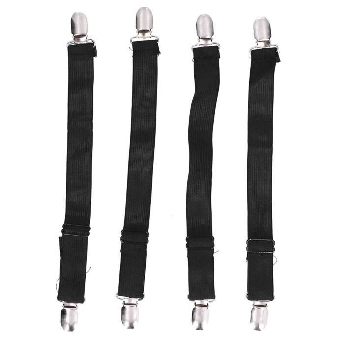 4 Attaches Drap Housse Lesfit - Réglables 17-46cm - Noir - Fixation Sans Dommage Pour Lit, Canapé, Matelas