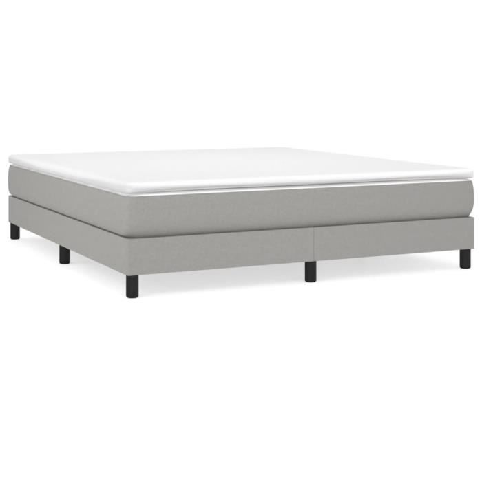 Sommier - GAROSA - 160x200 cm - Tissu gris clair - 2 places - Pieds inclus