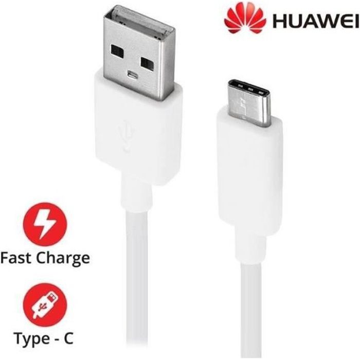 Câble Micro USB 3 Mètres Blanc Pour Huawei Y7 2018, Neuf Sous Emballage