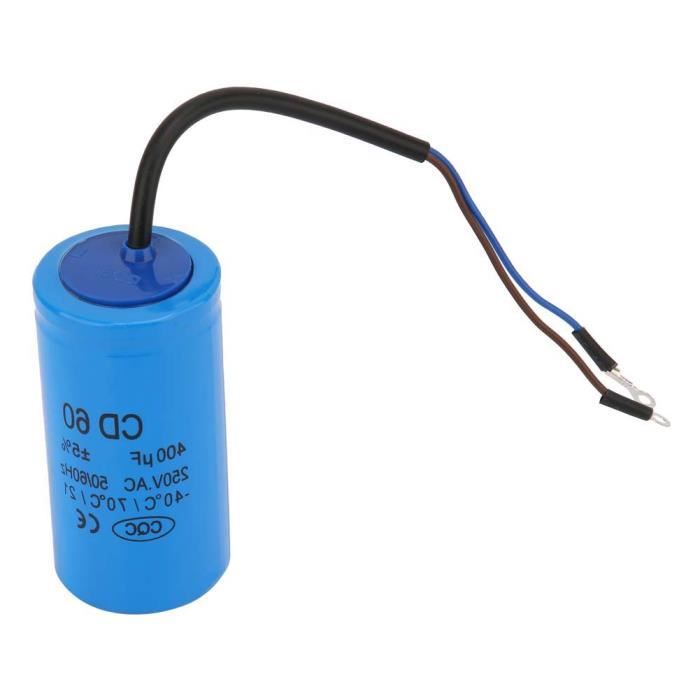 Condensateur CD60 200uF 250V AC - Pour Démarrage Moteurs Climatiseurs, Compresseurs - Fréquence 50/60Hz - 2