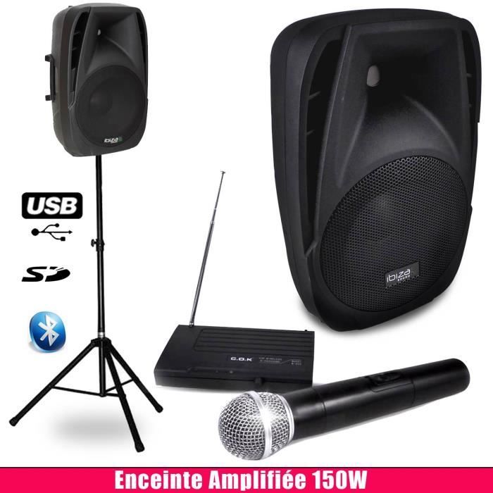 Pack Sono 700W Karaoke Ampli HDMI MP5 - 2 Enceinte Ibiza DISCO8B - 2 Micros  - Soirée Animation Maison - Cdiscount TV Son Photo