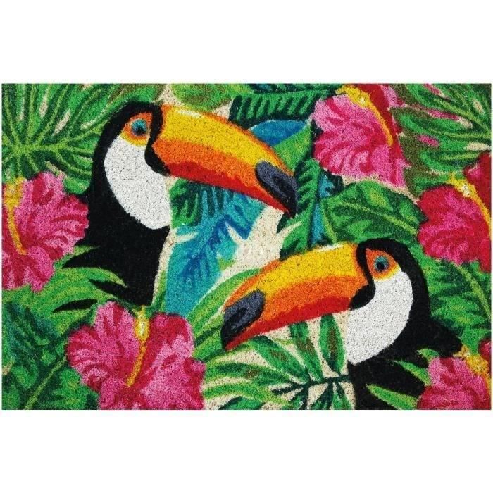 Tapis coco blanchi toucans / pvc 40x60 cm