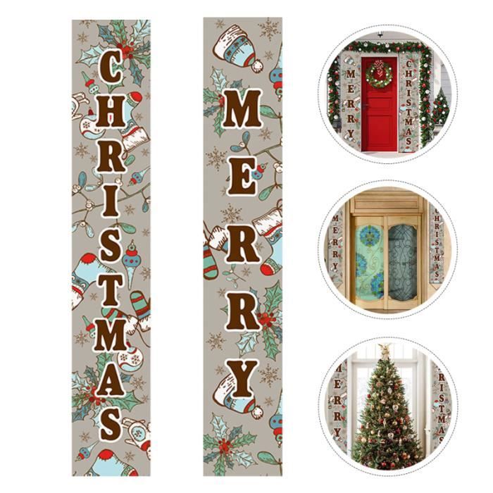 Bannière De Noël Couplet Joyeux Noël 300x50cm - Décoration Extérieure Rouge Festive