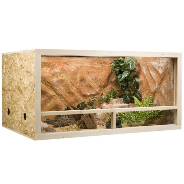 Terrarium OSB, terrarium en bois 120x60x60 cm avec aération latérale [ avec garniture, sans pack